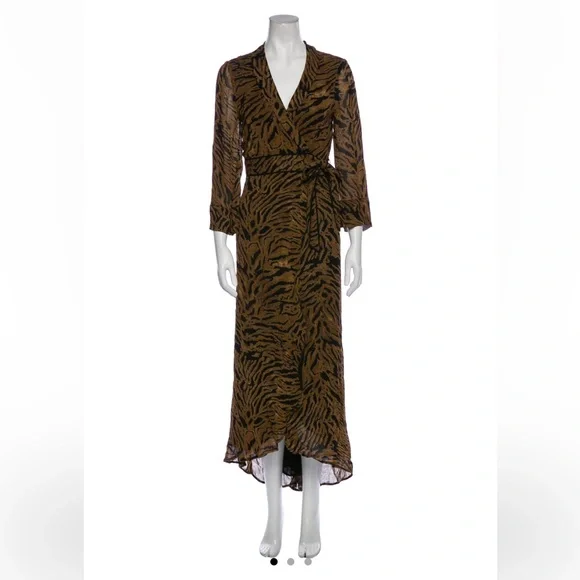 Ganni | Dresses | Ganni Tiger Print Georgette Midi Wrap